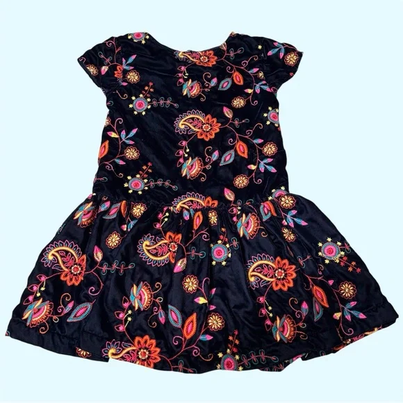 Peek Embroidered Velvet Navy Dress Girls 4–5 Boho Floral Easter Summer - Picture 7 of 7